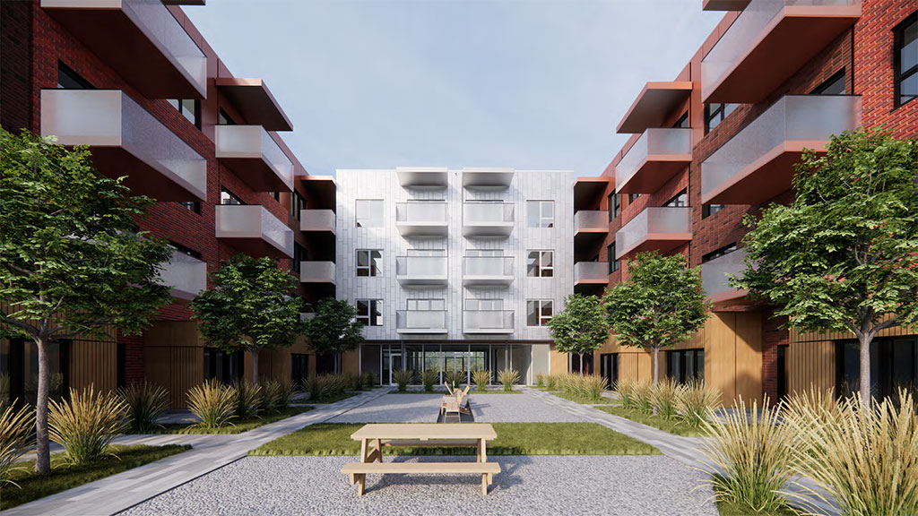 Projet Granby - Extérieur du bâtiment - Point de vue de la cour intérieure